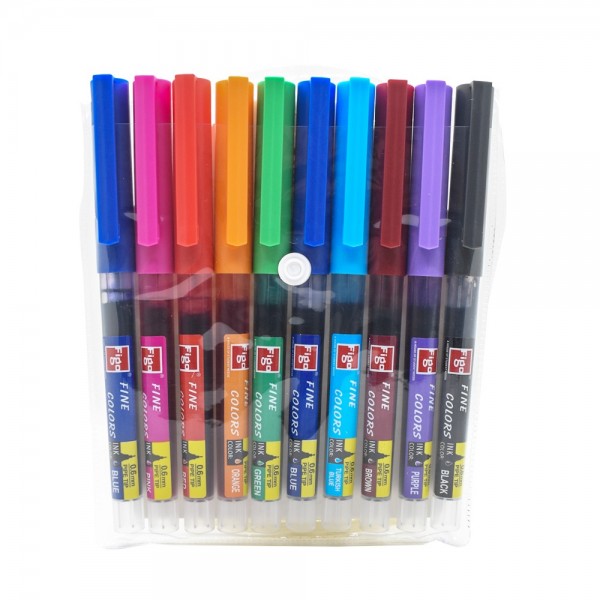 Figo 0.6mm Fine Roller Pen - 10 Vivid Color 