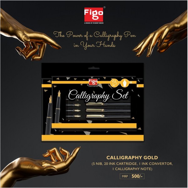Figo Calligraphy Set - Gold - With 1N Calligraphy Note Inside